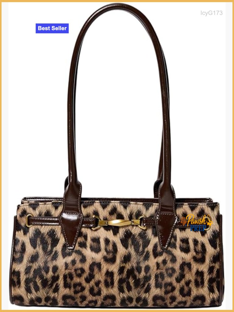 Leopard Print Square Shoulder Bag Pu Leather Vintage Top Handle Crossbody Purse